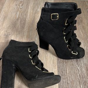 Black & Gold Buckle Heels